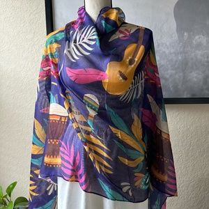 Oversized Sheer Cotton Scarf in Fiesta Pattern